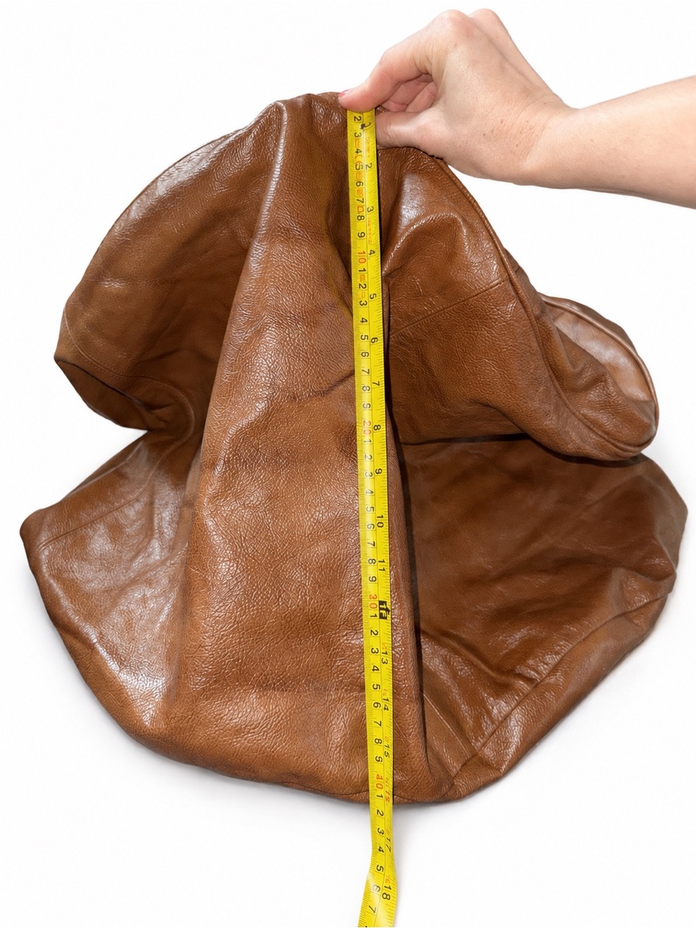 Skin Outfit Genuine Leather Ottoman Pouf Cover Cognac Brown Unstuffed - Picture 8 of 8